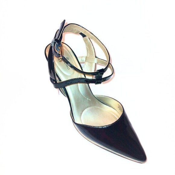 BANDOLINO SHOES BLACK HEELS WITH GOLD TRIM - Picture 1 of 7